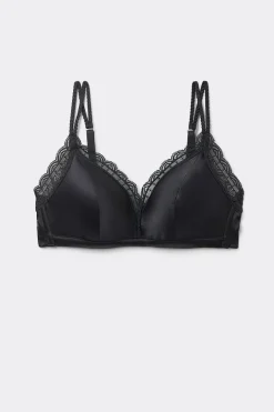 Tiziana Wireless Plunge Triangle Bra in Silk and Lace