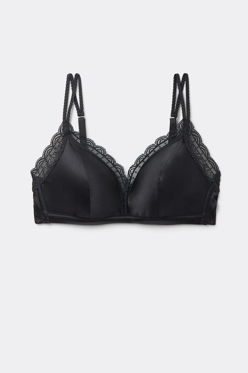 Tiziana Wireless Plunge Triangle Bra in Silk and Lace