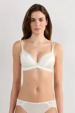 Tiziana Wireless Plunge Triangle Bra in Silk and Lace