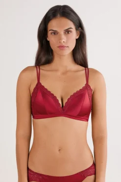 Tiziana Wireless Plunge Triangle Bra in Silk and Lace