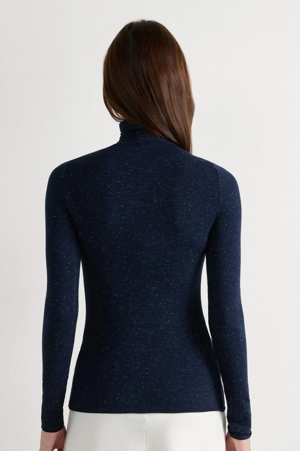 Turtleneck Top in Modal Light with Cashmere Lamé