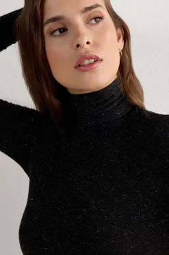 Turtleneck Top in Modal Light with Cashmere Lamé