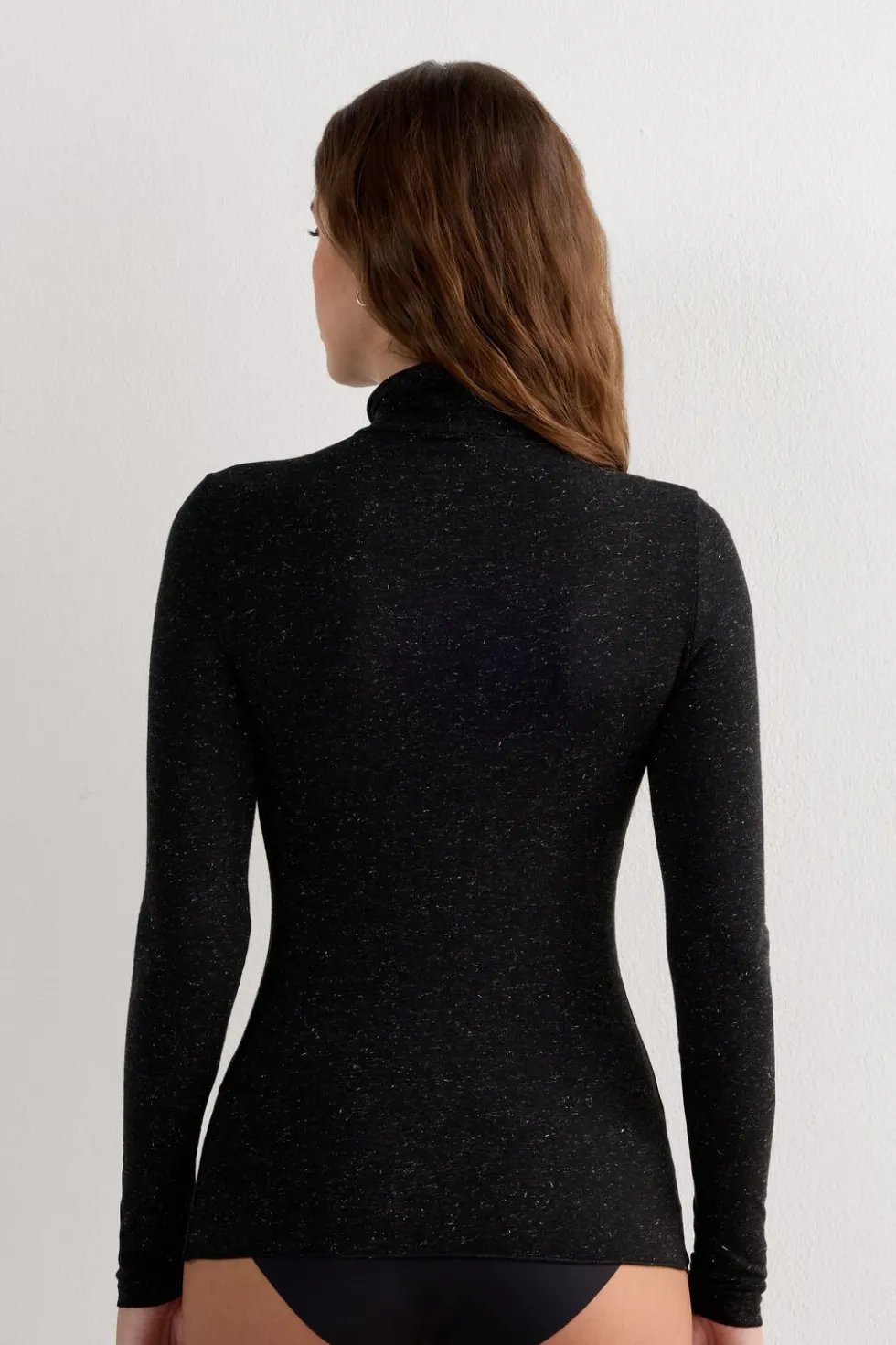 Turtleneck Top in Modal Light with Cashmere Lamé
