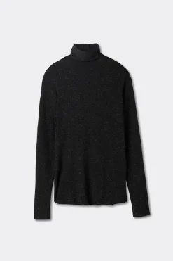 Turtleneck Top in Modal Light with Cashmere Lamé