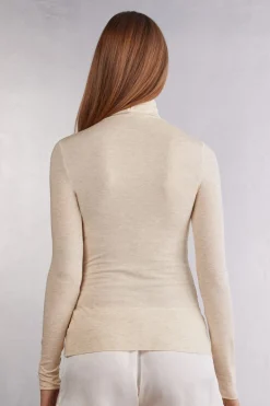 Turtleneck Top in Modal Light with Cashmere Lamé