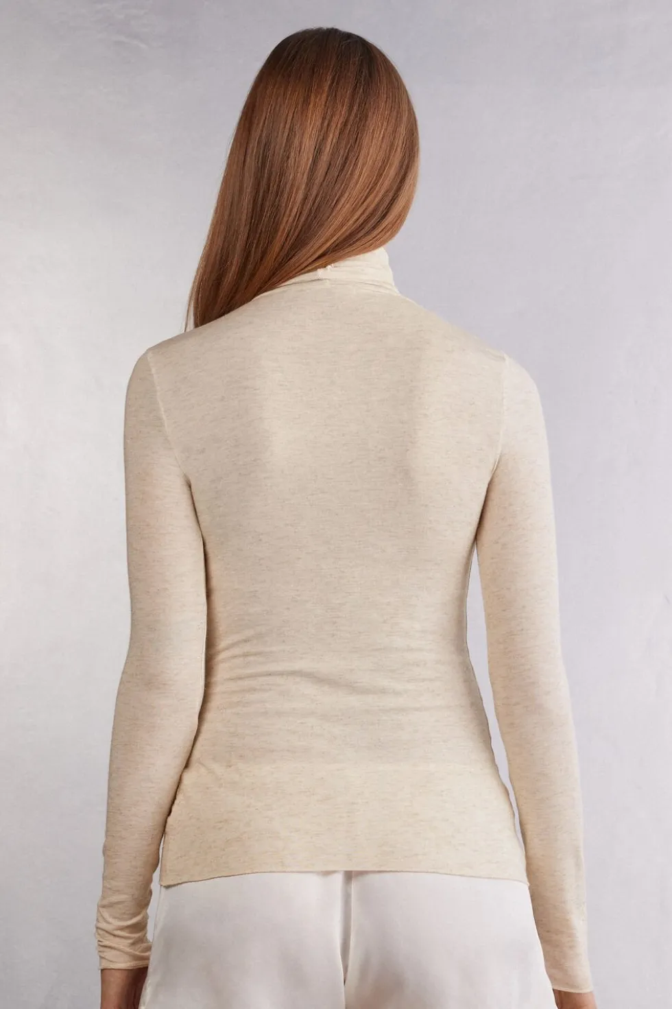 Turtleneck Top in Modal Light with Cashmere Lamé