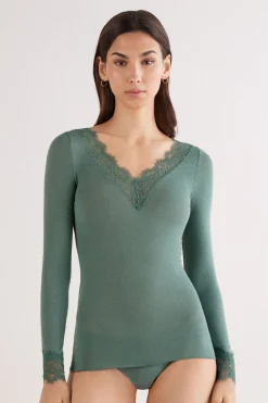 Ultralight Cashmere Lace Long Sleeve Shirt