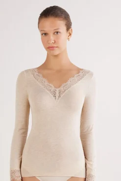 Ultralight Cashmere Lace Long Sleeve Shirt