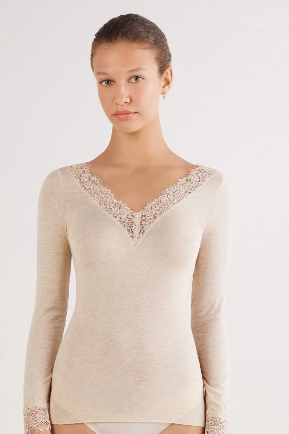 Ultralight Cashmere Lace Long Sleeve Shirt