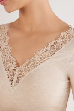 Ultralight Cashmere Lace Long Sleeve Shirt