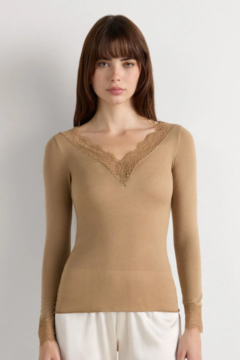Ultralight Cashmere Lace Long Sleeve Shirt
