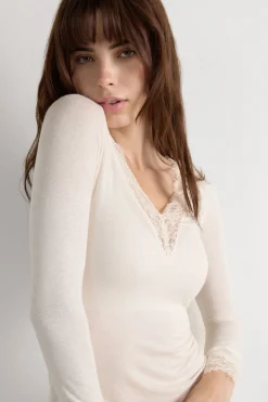 Ultralight Cashmere Lace Long Sleeve Shirt