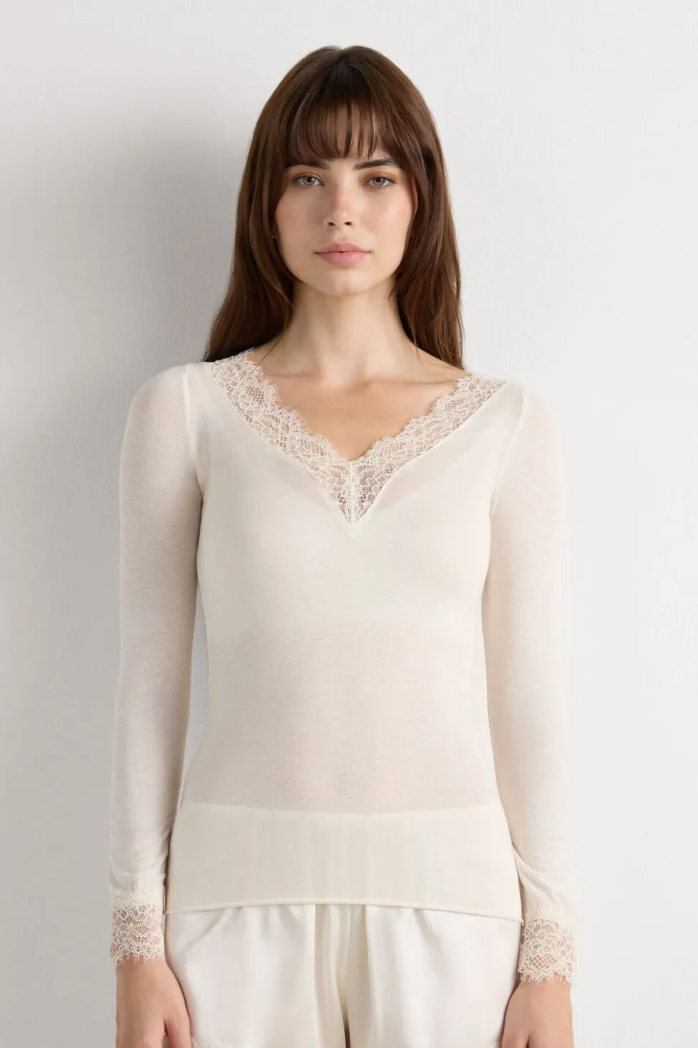 Ultralight Cashmere Lace Long Sleeve Shirt