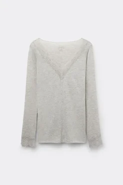 Ultralight Cashmere Lace Long Sleeve Shirt