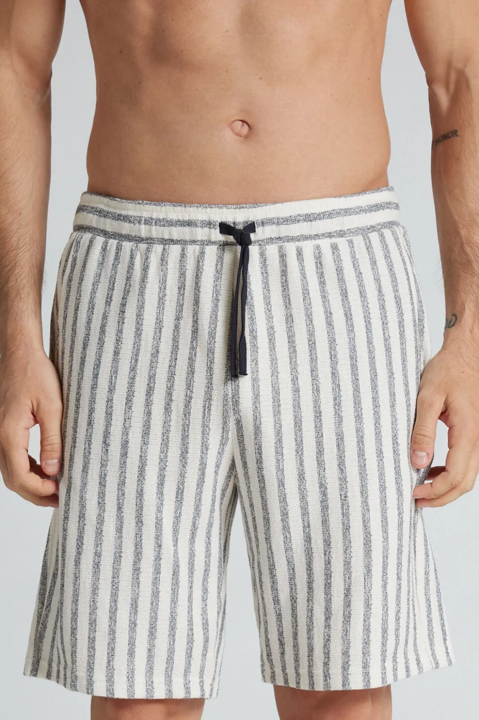 Vertical Striped Fleece Shorts
