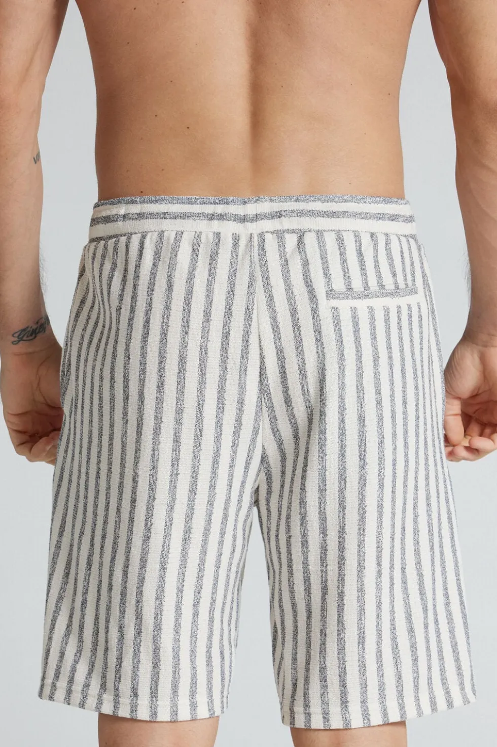 Vertical Striped Fleece Shorts