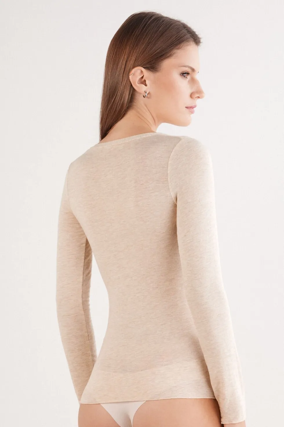 V-neck top in Modal Ultralight with Cashmere