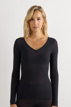 V-neck top in Modal Ultralight with Cashmere
