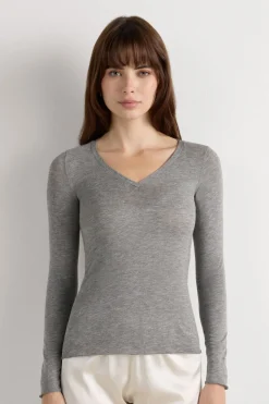 V-neck top in Modal Ultralight with Cashmere