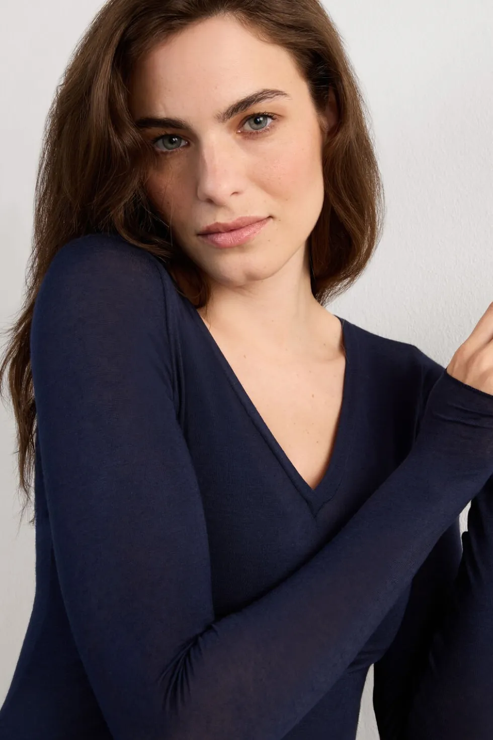 V-neck top in Modal Ultralight with Cashmere