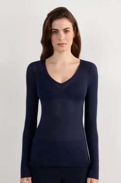 V-neck top in Modal Ultralight with Cashmere