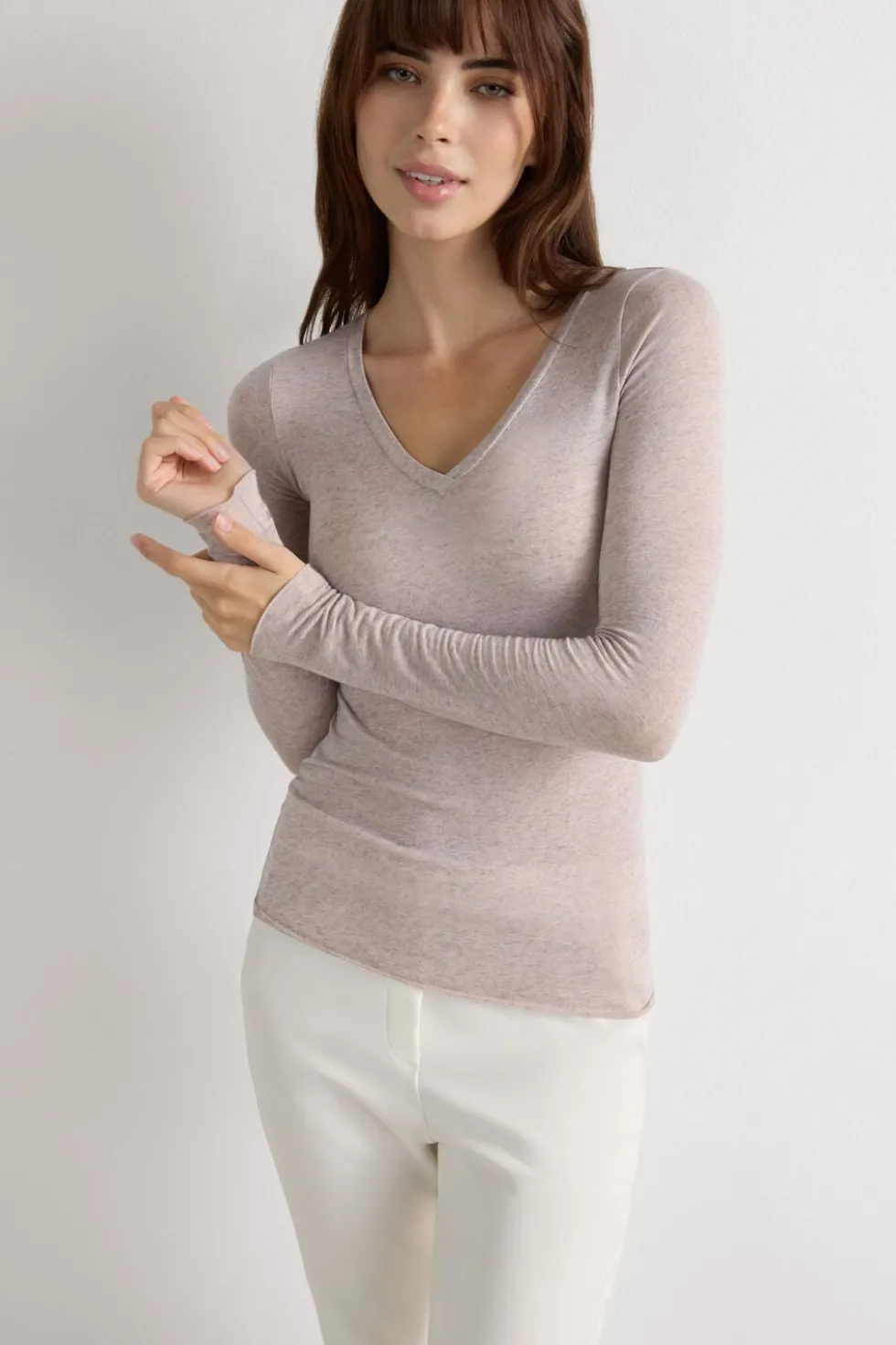 V-neck top in Modal Ultralight with Cashmere