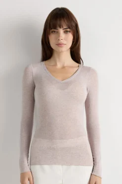 V-neck top in Modal Ultralight with Cashmere