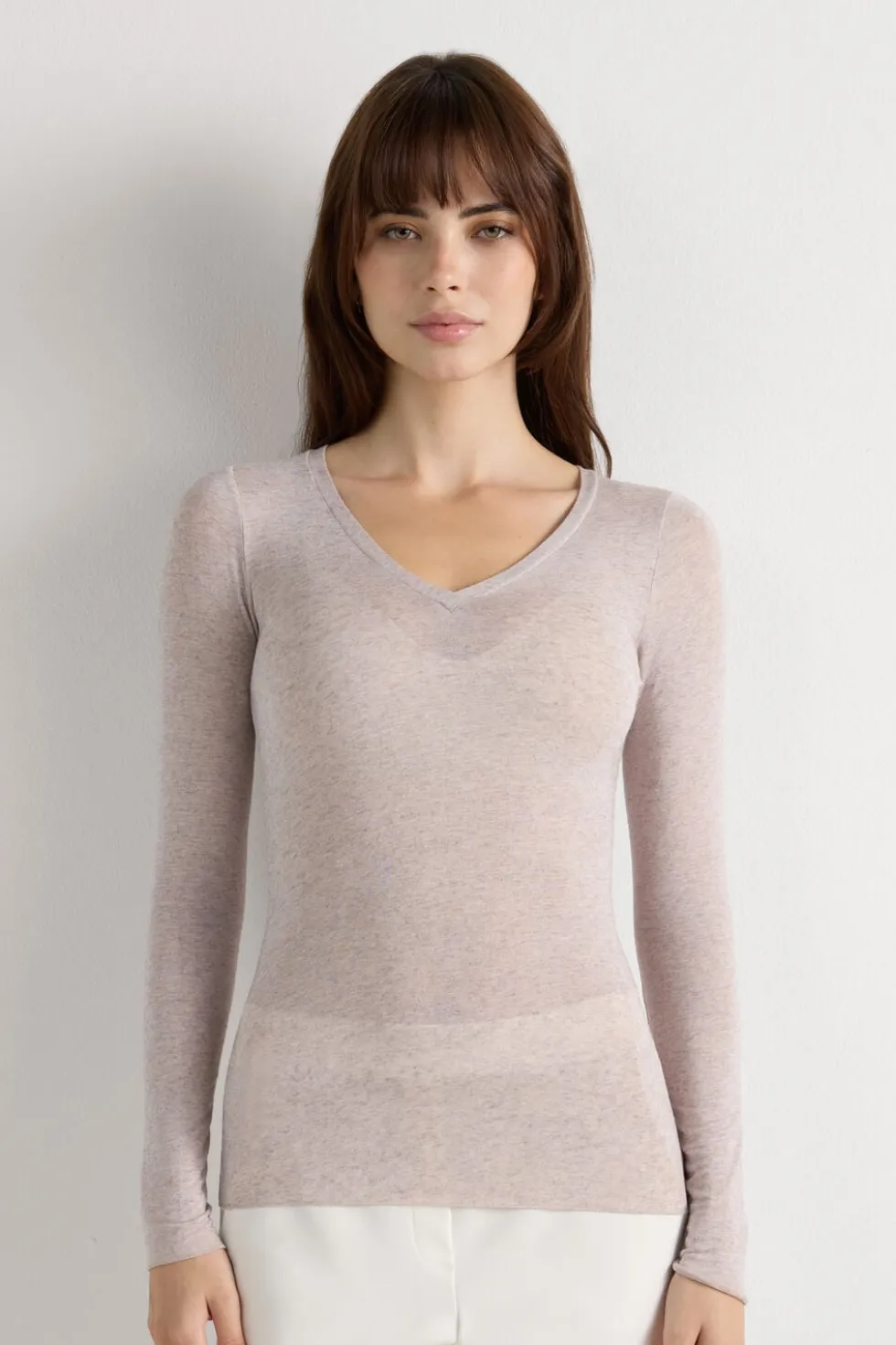 V-neck top in Modal Ultralight with Cashmere