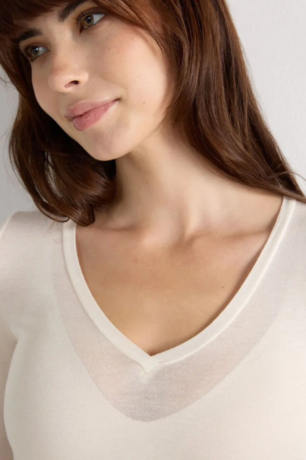 V-neck top in Modal Ultralight with Cashmere